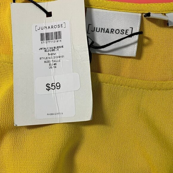 Junarose Yellow Sheer Side Tassel Tie Top - Picture 6 of 6